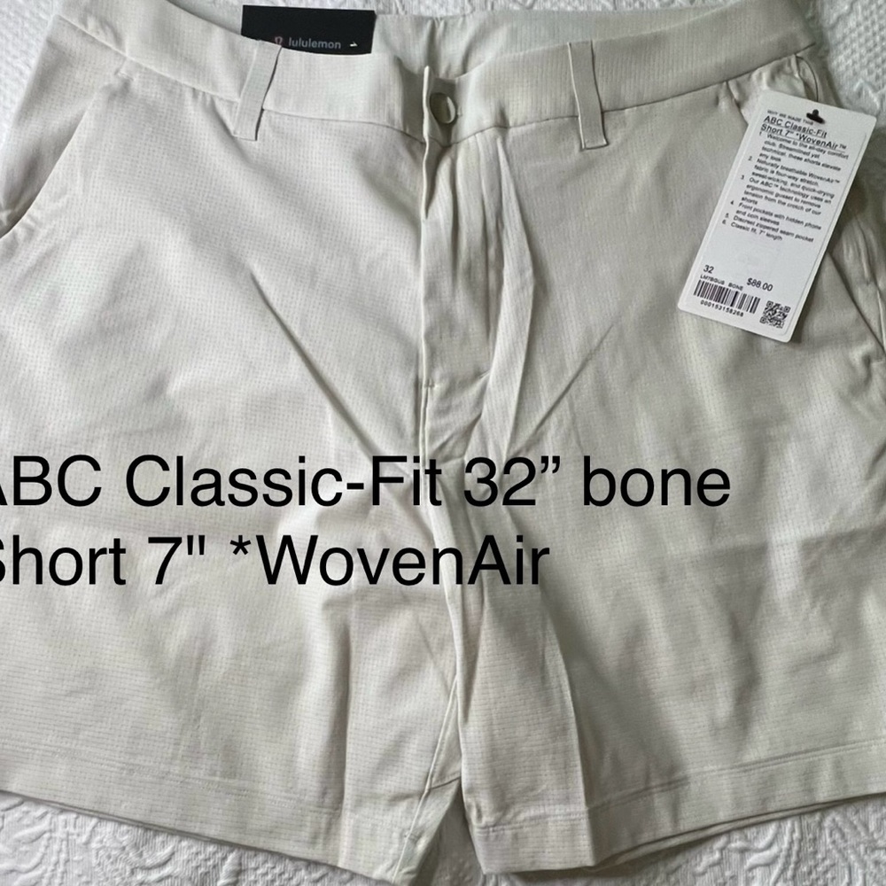 Lululemon ABC Classic-Fit 32" bone Short 7" *WovenAir